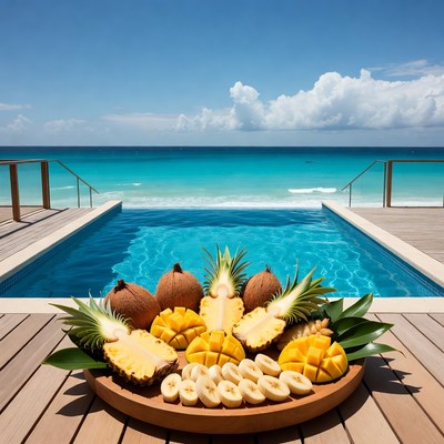 Pineapple platter by infinity pool