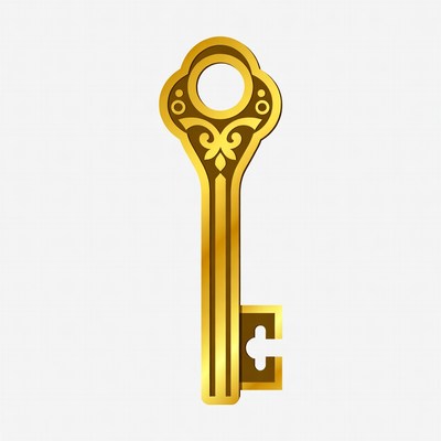 Golden ornate key illustration