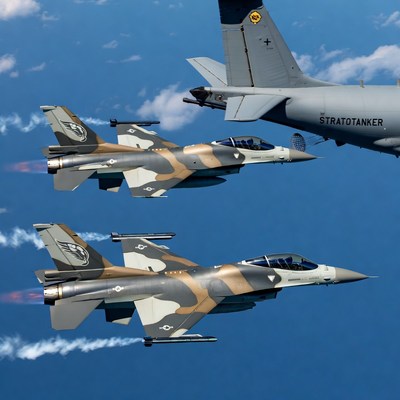 F-16 Fighters Refueling from Stratotanker