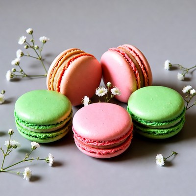 Colorful Macarons with Daisies