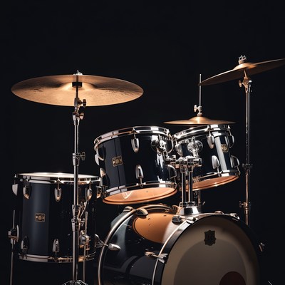 Black Drum Set on Dark Background