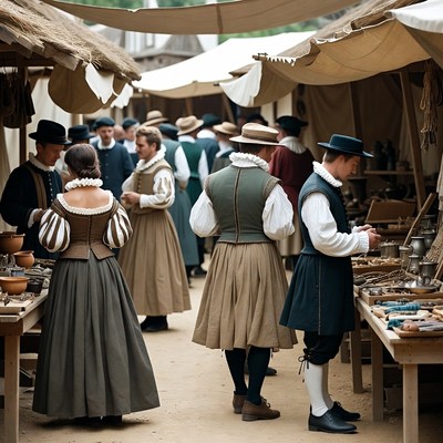 Historical Market with Men and Women