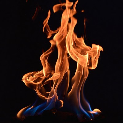 Vibrant orange flames on black background