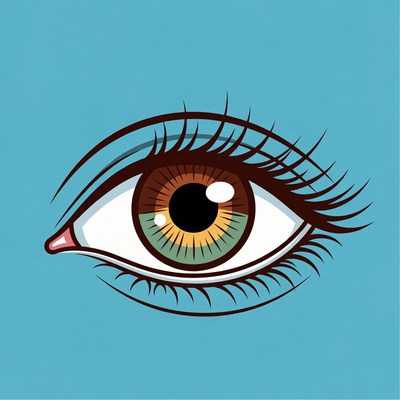 Illustrated Green Eye with Long Lashes