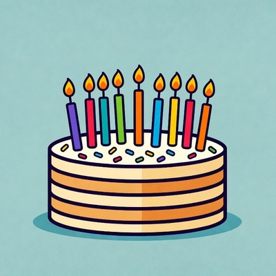 Birthday cake with colorful candles