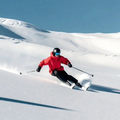 Man skiing down snowy slope