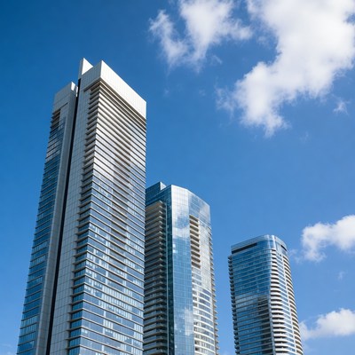 Modern Skyscrapers Against Blue Sky