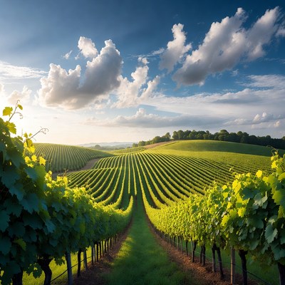 Vineyard Rows at Golden Hour