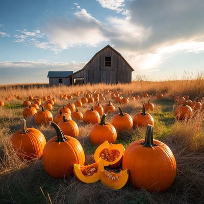 Pumpkin Patch Barn Sunset