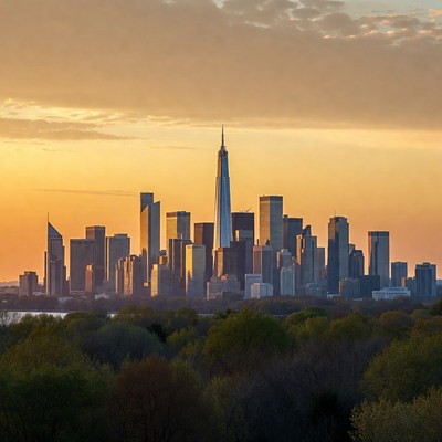 Manhattan Skyline at Sunset over Hudson