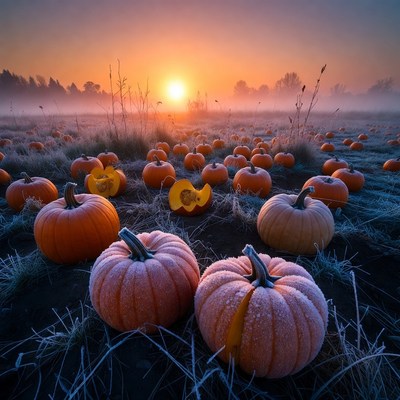 Frosty Pumpkins in Sunrise Field