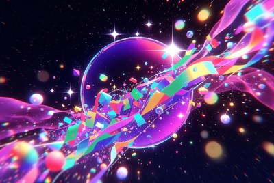 Vibrant Neon Geometric Abstract Art