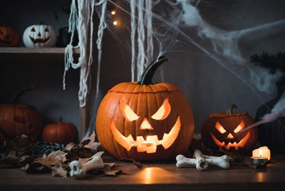 Jack-o'-lantern pumpkins Halloween display