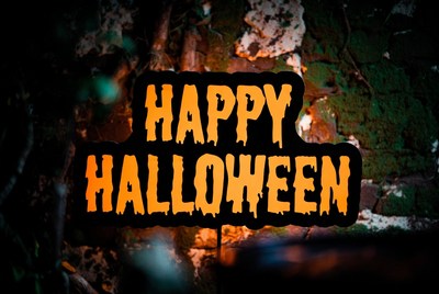 Happy Halloween Text on Mossy Wall