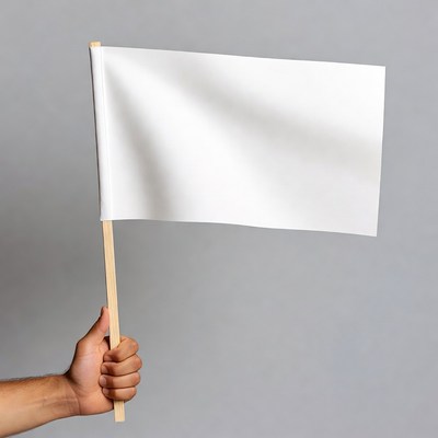 Man holding blank white flag