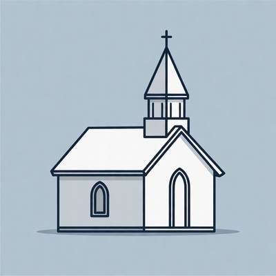 Line art church illustration