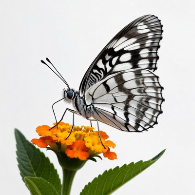 White butterfly on orange flower