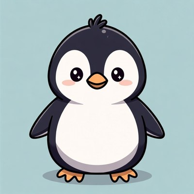 Cute cartoon penguin standing