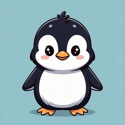 Cute cartoon penguin standing
