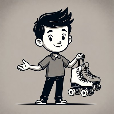 Boy holding roller skates
