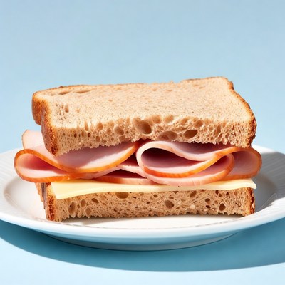 Ham and Cheese Sandwich on Plate