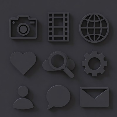 3D Social Media Icons Set