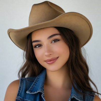 Woman wearing cowboy hat