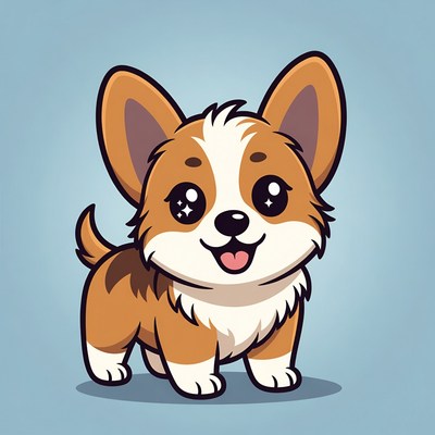 Cute cartoon corgi puppy