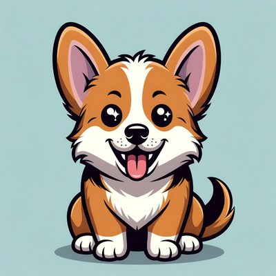 Cute Cartoon Corgi Puppy