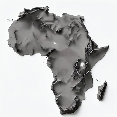 3D Gray Africa Continent Map