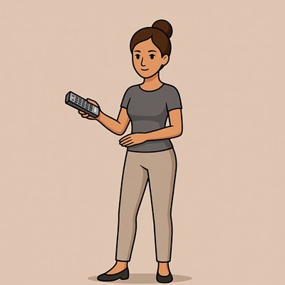 Woman holding TV remote