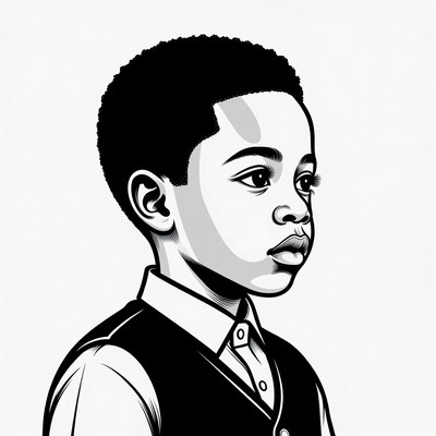 African-American boy in profile illustration