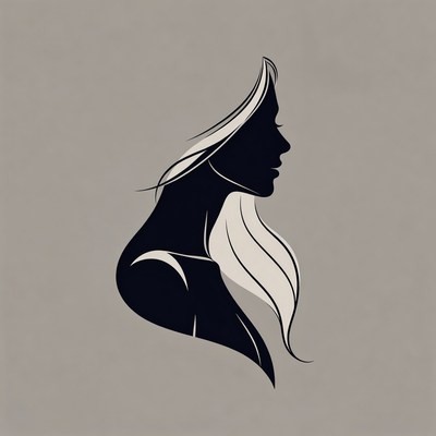 Woman silhouette with long hair