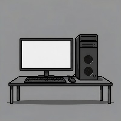 Desktop computer setup illustration