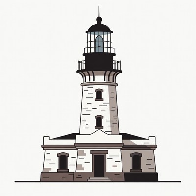 Lighthouse illustration on white background