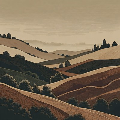 Rolling Hills Landscape Illustration