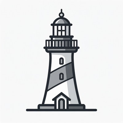 Line Art Lighthouse Illustration