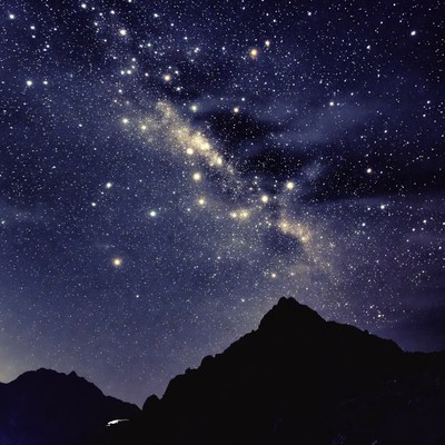 Milky Way over mountain silhouette