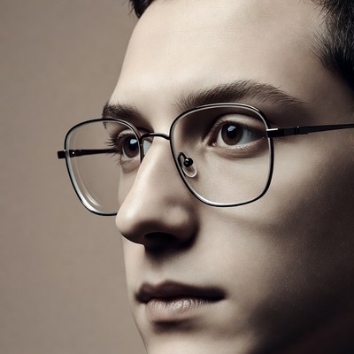 Man in glasses profile view