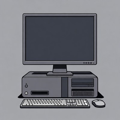 Desktop Computer with Keyboard and Mouse