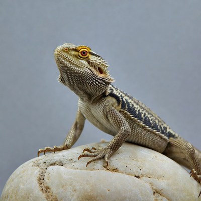 Bearded Dragon on White Rock