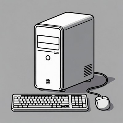 Desktop Computer with Keyboard and Mouse