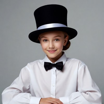 Girl wearing top hat and bowtie