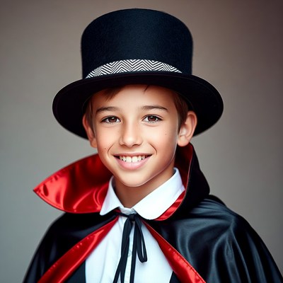 Boy in Top Hat Vampire Costume