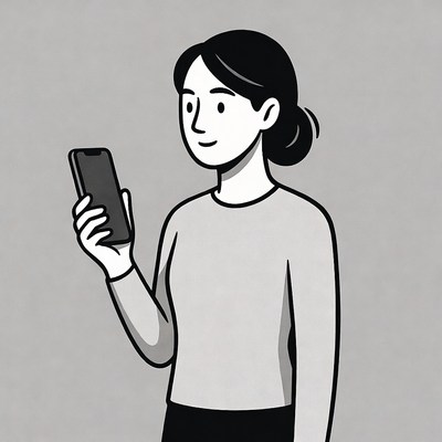 Woman holding smartphone illustration