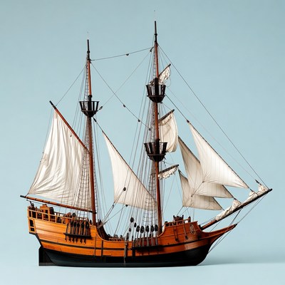 Wooden pirate ship model
