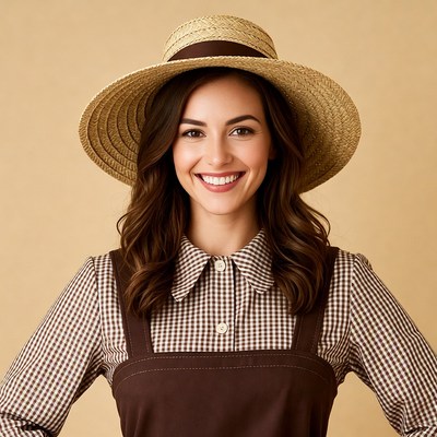 Smiling woman in straw hat