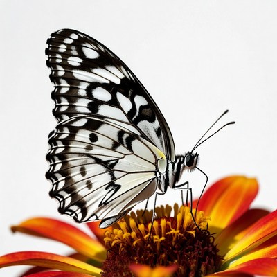 White butterfly on orange flower