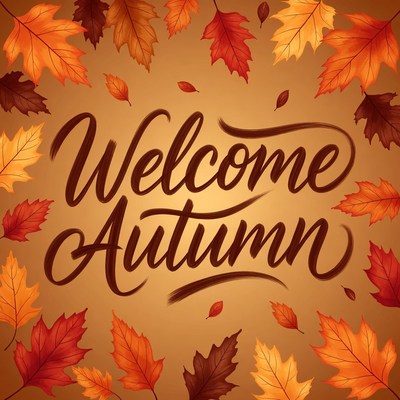 Welcome Autumn Leaves Illustration