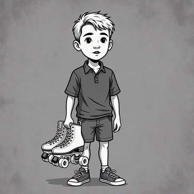 Boy holding roller skates